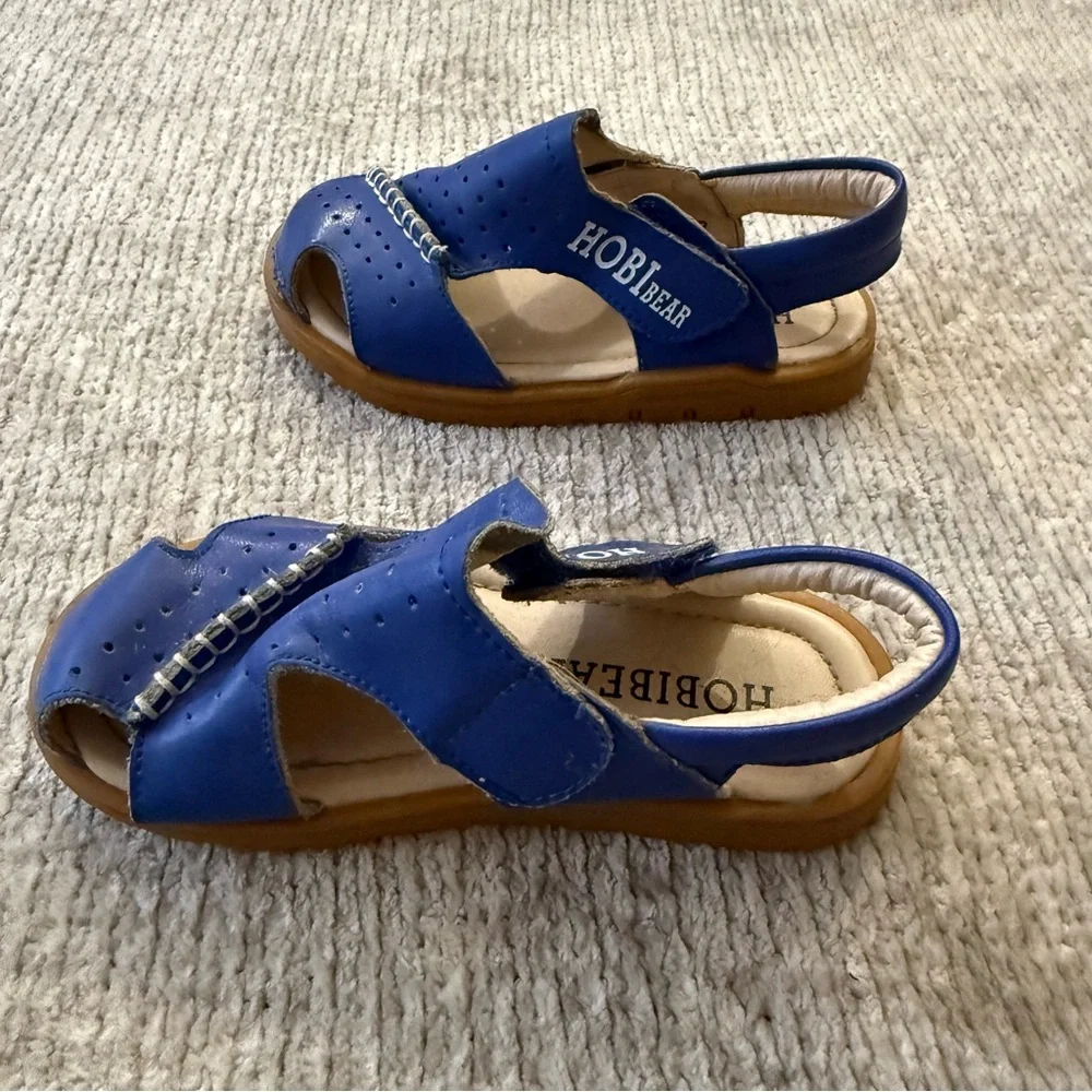 Hobibear Blue Leather Toddler Sandals Size 1.5 Comfort Shoes‎